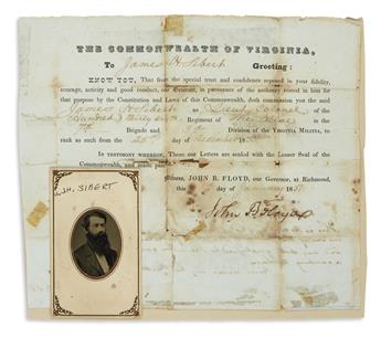 (CIVIL WAR--CONFEDERATE.) Orderly book kept by Colonel James Sibert of the 136th Virginia, with his commission and portrait.